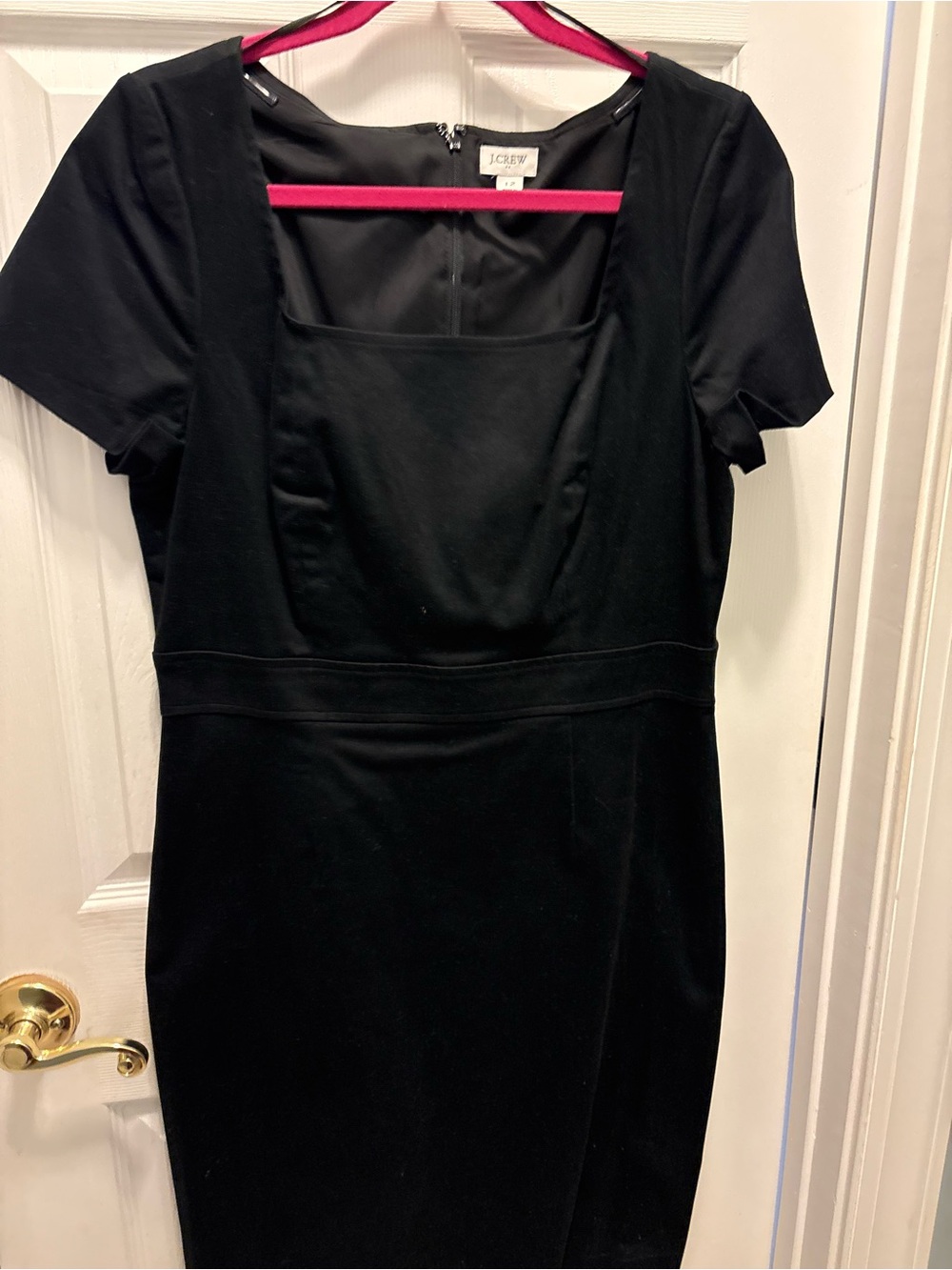 J. Crew Black Square-Neck Midi Sheath Dress